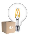 Mehrfachpackung 6x Philips MASTER Value LED Globe E27 93mm Fadenlampe Klar 5.9W 806lm - 922-927 Extra Warmweiß | Höchste Farbwiedergabe - Dimmbar - Ersatz Für 60W
